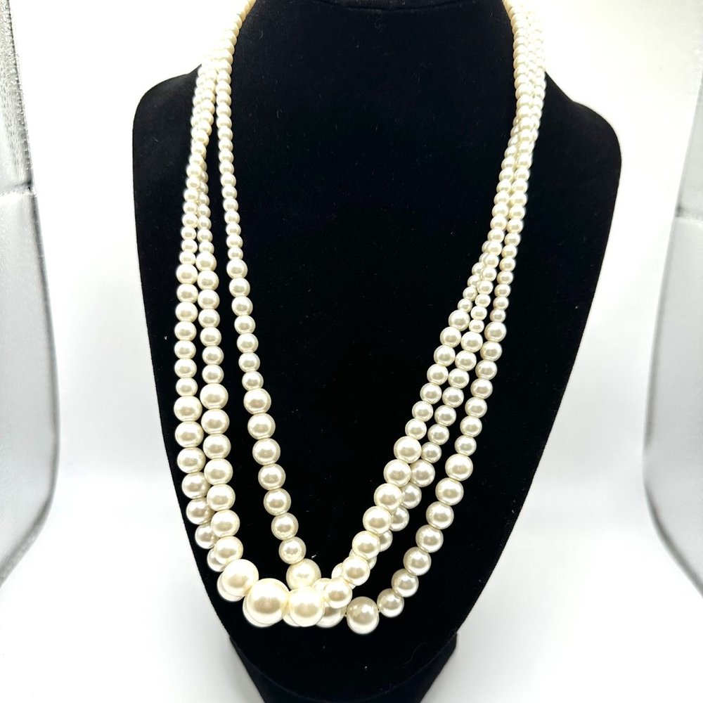 Pearl Necklace with Matching Clip On Earrings